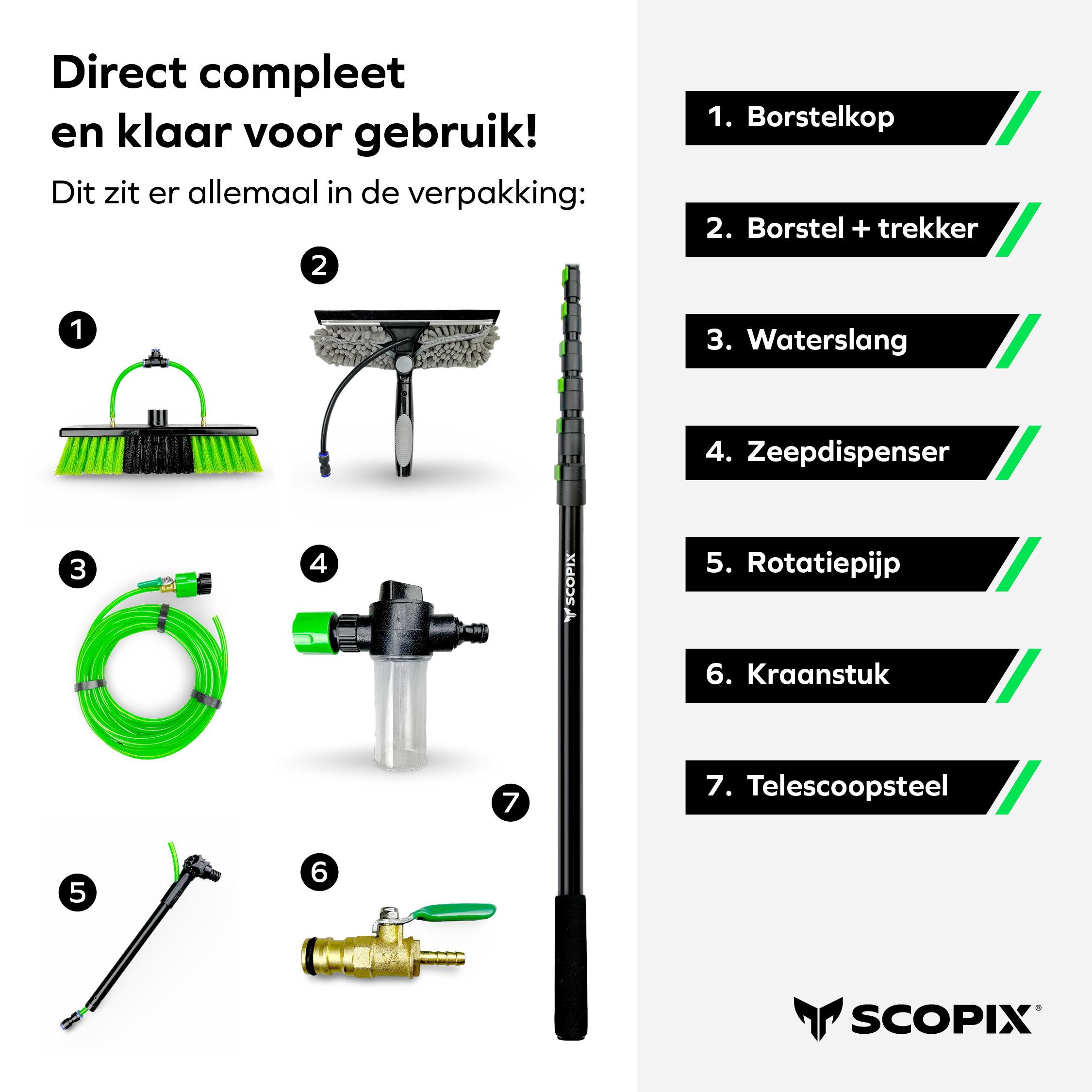 SCOPIX Telescopische Wasborstel 7.2 Meter