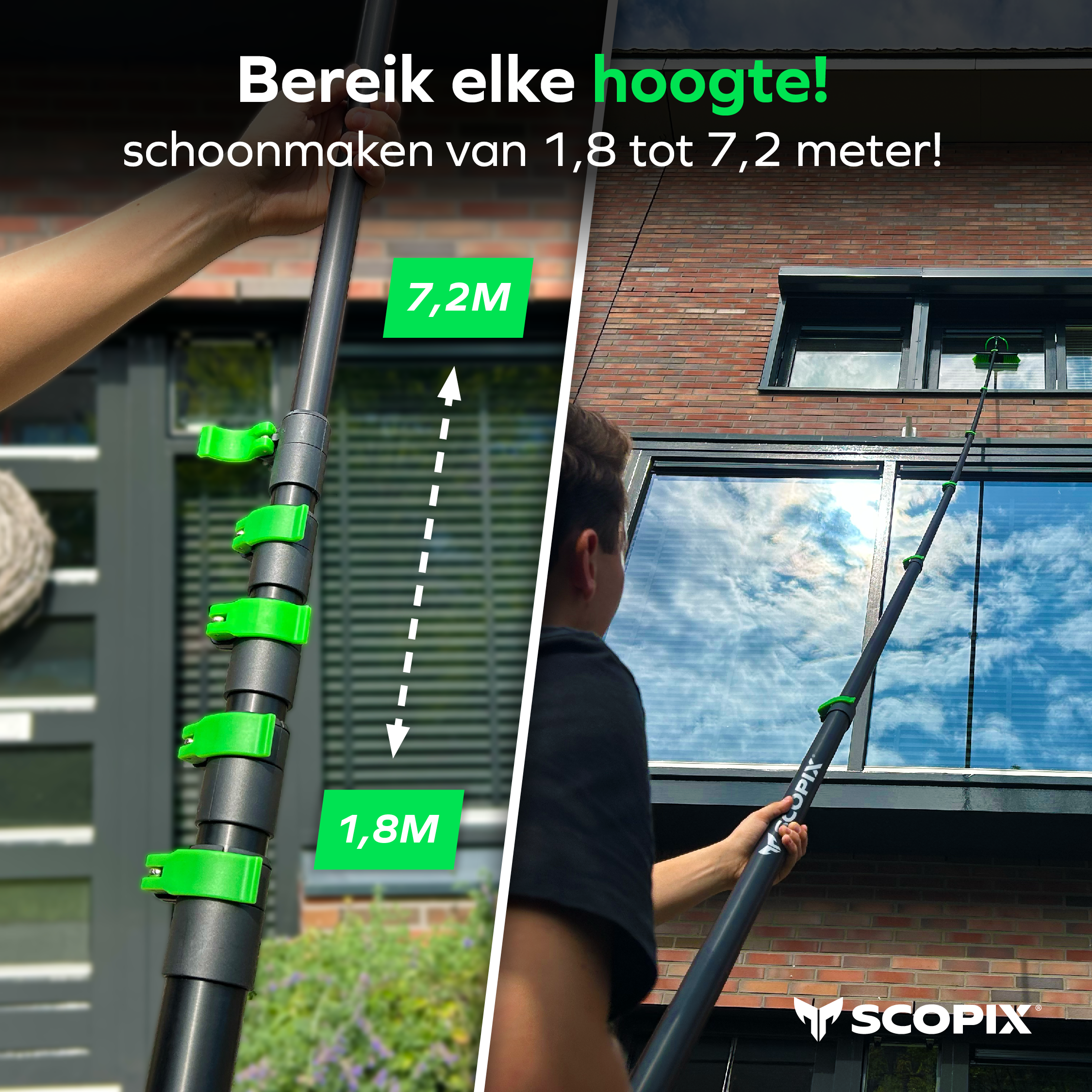 SCOPIX Telescopische Wasborstel 7.2 Meter